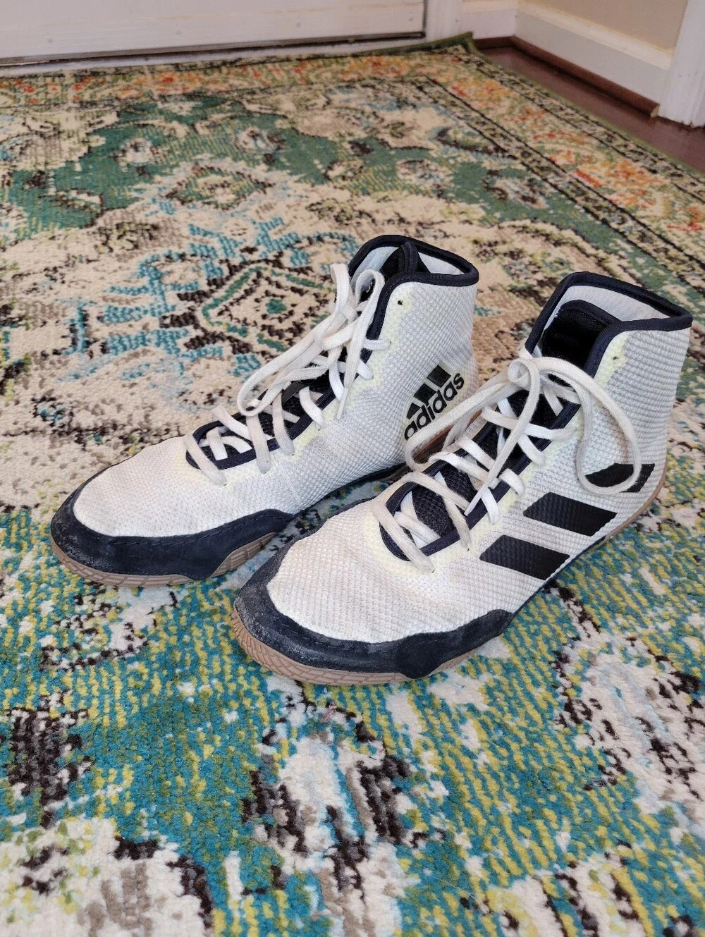 Adidas Tech Fall 2.0 Black And White Wrestling Shoes, Size Mens 9